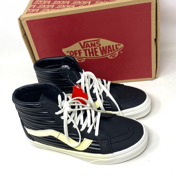 💖MEGA SALE💖VANS SK8-HI Reissue Moto Leather Black Kid’s 3.5 VN0A2XSBOGG - Picture 6 of 10